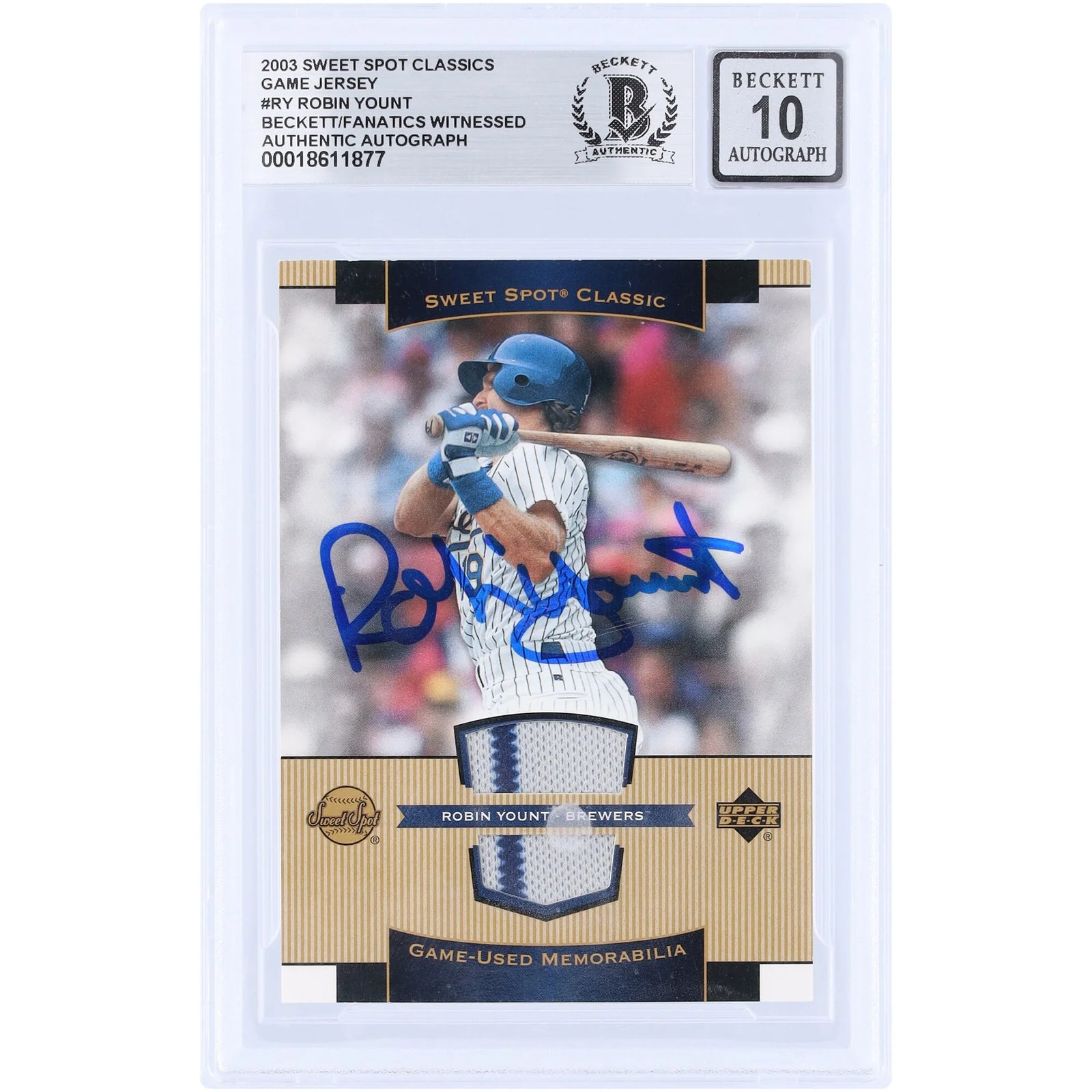 Robin Yount Signed 2003 Upper Deck Sweet Spot Classic Card | Beckett Graded 10