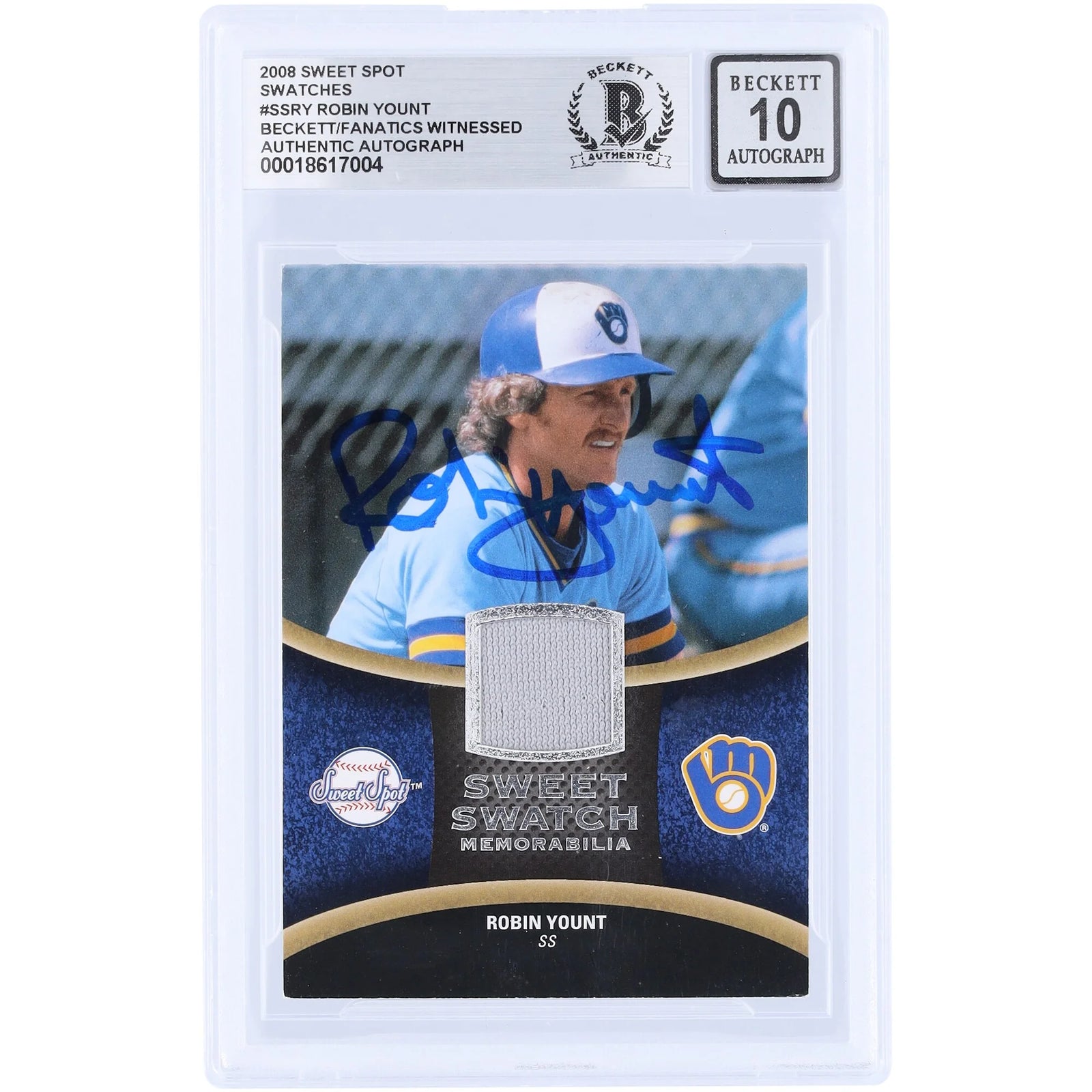 Robin Yount Signed 2008 Upper Deck Sweet Spot Relic Card | Beckett 10