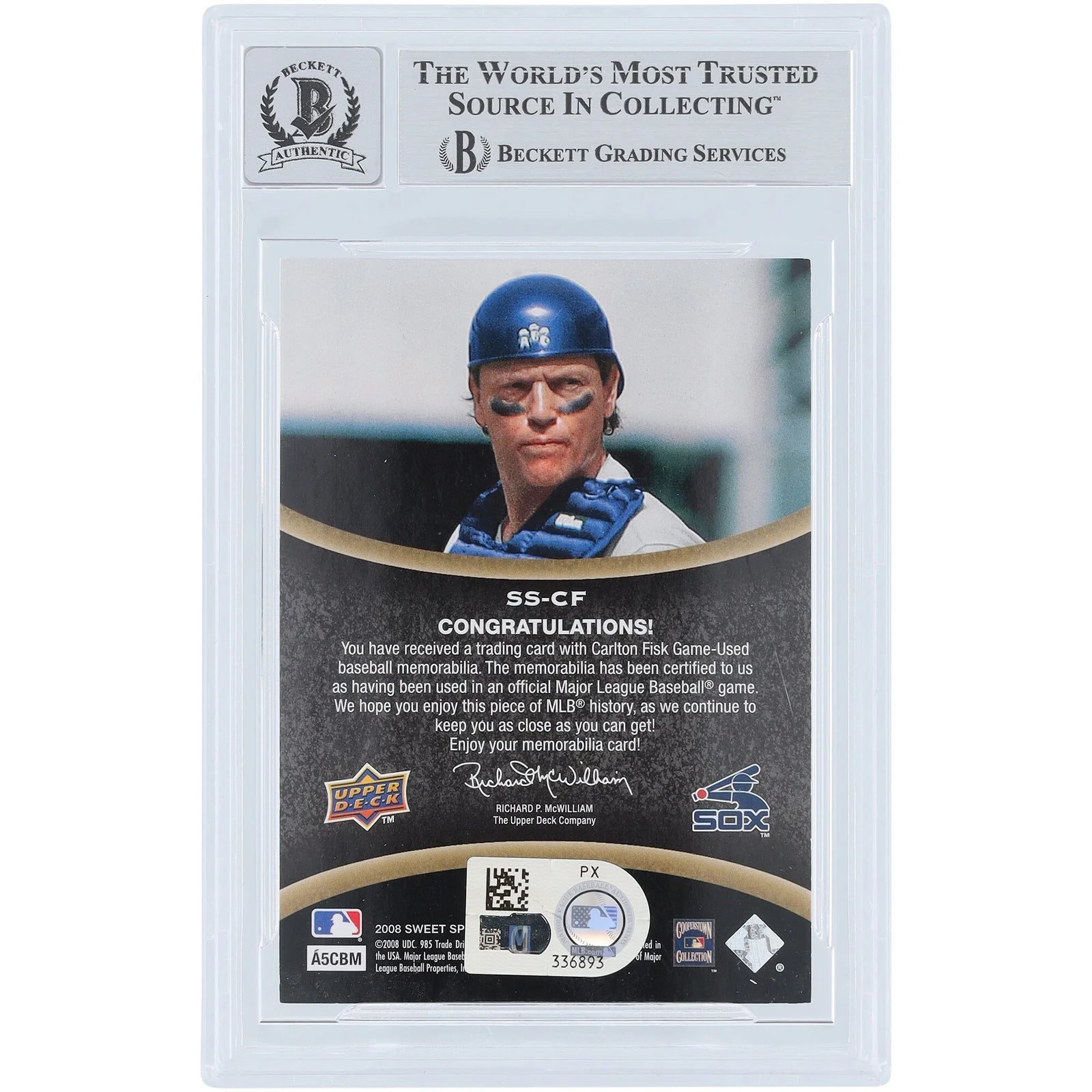 Carlton Fisk Signed 2008 Upper Deck Sweet Spot Card | Graded 10