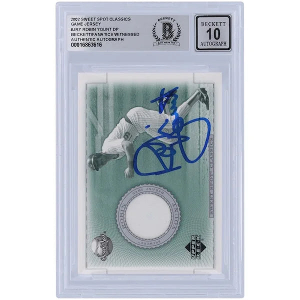 Robin Yount Signed 2002 Upper Deck Sweet Spot Classic Jersey Relic Card | Beckett Grade 10