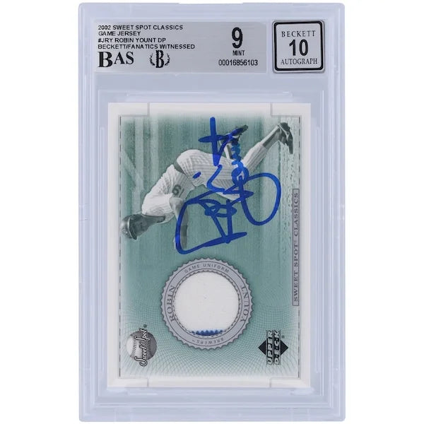 Robin Yount Signed 2002 Upper Deck Sweet Spot Jersey Relic Card | Beckett Graded 9