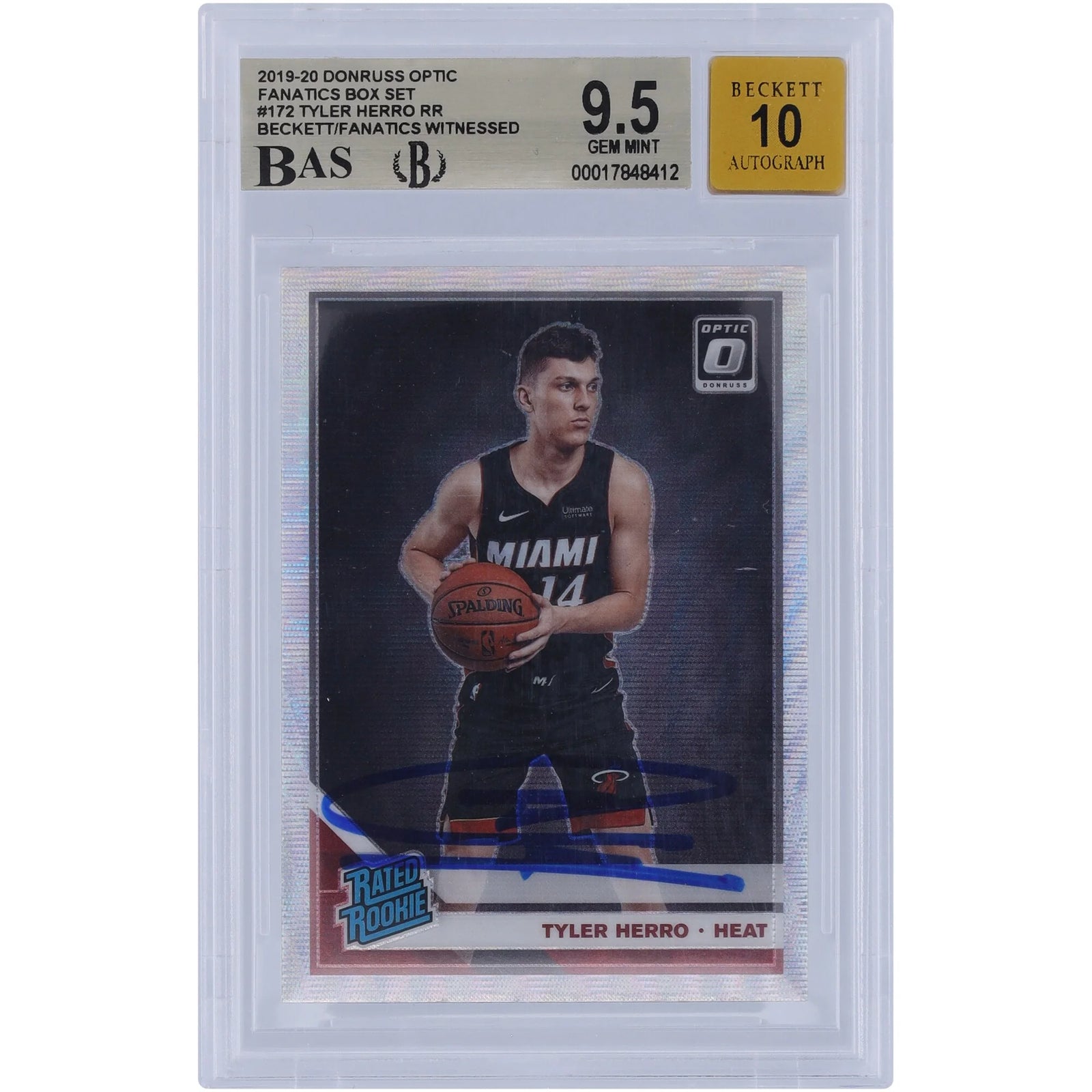 Tyler Herro Signed 2019-20 Panini Donruss Optic Rookie Card #172 | BGS 9.5