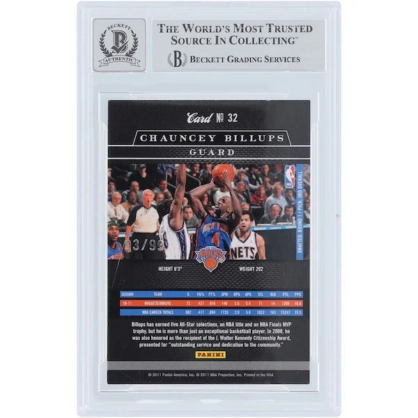 Chauncey Billups Signed 2010-11 Panini Elite Black Box Card #32 | Graded 10