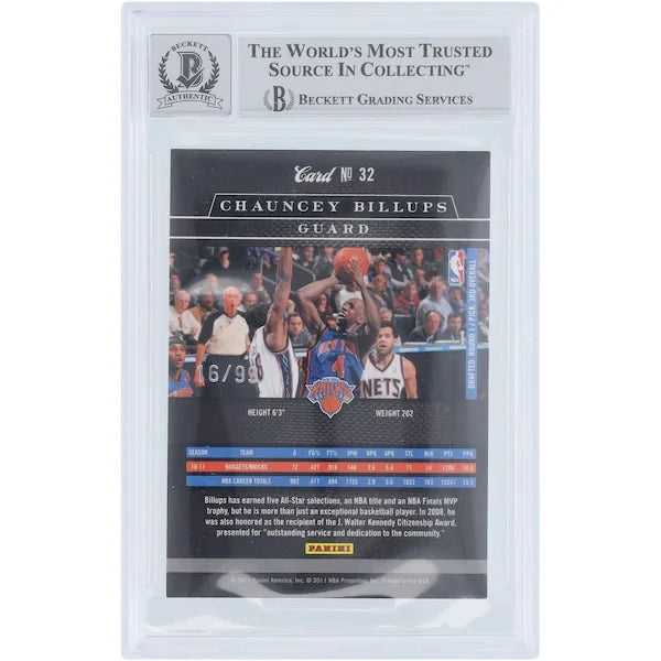 Chauncey Billups Signed 2010-11 Panini Elite Black Box Card #32 | Beckett Authenticated 9/
