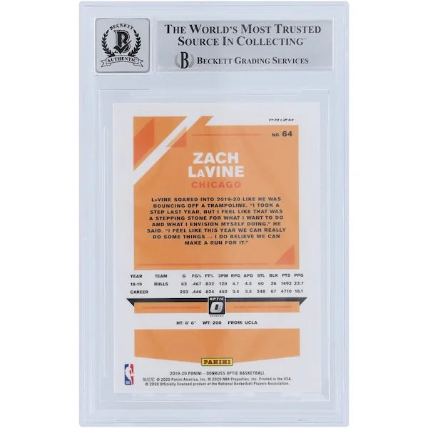 Zach LaVine Signed 2019-20 Panini Donruss Optic Card #64 | Beckett Authenticated