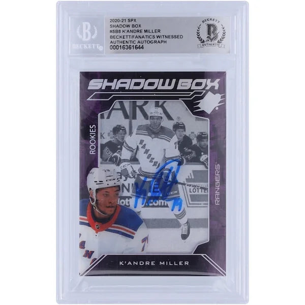 K'Andre Miller New York Rangers Autographed 2020-21 Upper Deck SPX Shawdow Box #SB-8 Beckett Fanatics Witnessed Authenticated Rookie Card - F2