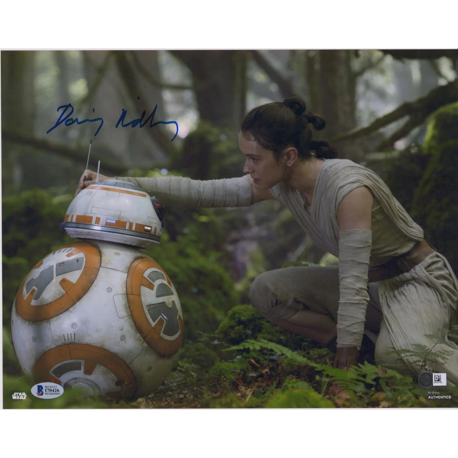 Daisy Ridley Signed The Last Jedi 12 x 18 Photo | BB-8 Authenticated
