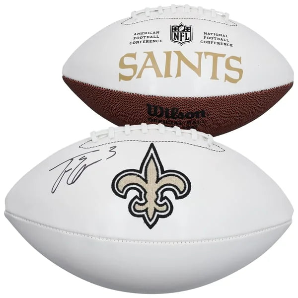 Travis Etienne Jr Signed Wilson White Panel Football | New Orleans Saints | WFTBLET0008