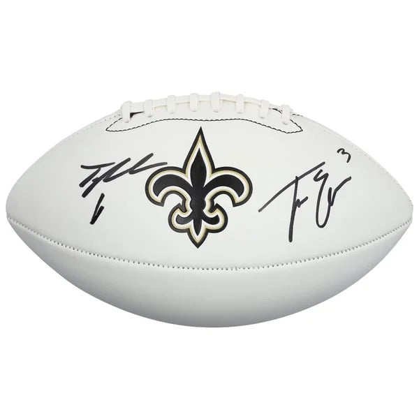 Travis Etienne Jr & Tyler Shough Signed Saints Football | Franklin White | WFTBLET0009