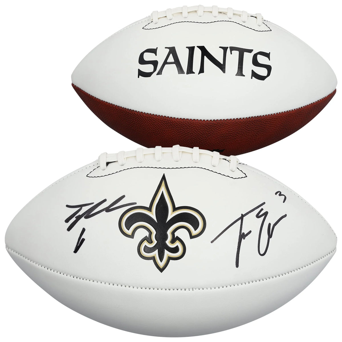 Travis Etienne Jr & Tyler Shough Signed Saints Football | Franklin White | WFTBLET0009