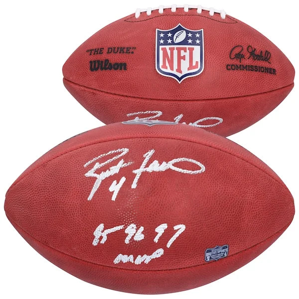 Brett Favre Signed Wilson Duke Football | 95, 96, 97 NFL MVP Inscription