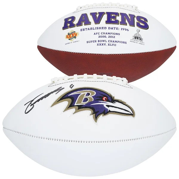 Zay Flowers Signed Wilson White Panel Football | Baltimore Ravens