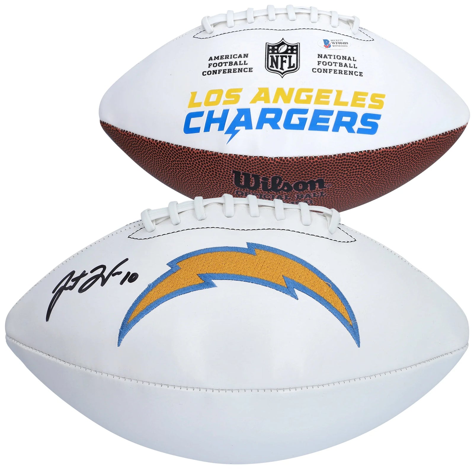 Justin Herbert Signed Chargers Football | Wilson White Panel