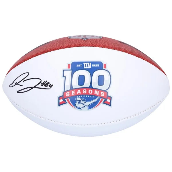 Theo Johnson New York Giants Autographed Fanatics Authentic Wilson 100th Season White Panel Football - F2