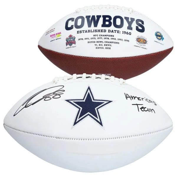 CeeDee Lamb Signed Panel Football | Americas Team Inscription | WFTBLLA0072