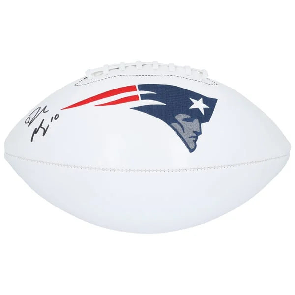 Drake Maye New England Patriots Autographed Wilson White Panel Football | WFTBLMA0346