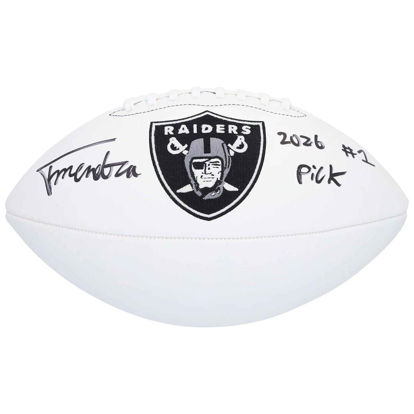 Fernando Mendoza Signed Raiders Football | 2026 #1 Pick Inscription