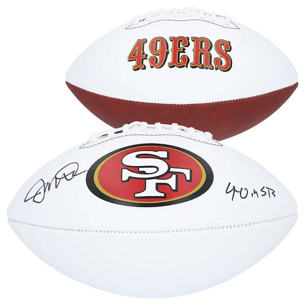 Joe Montana Signed 49ers White Panel Football | 4-0 in SB Inscription