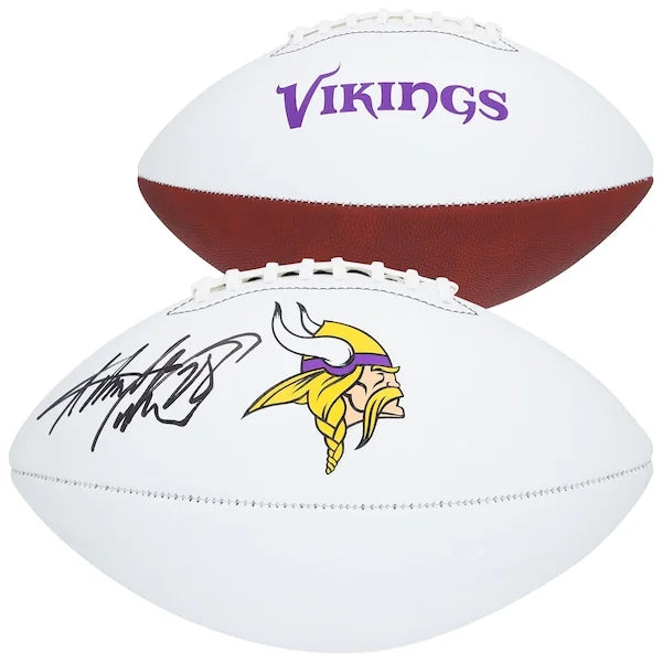 Adrian Peterson Signed Vikings Football | Franklin White Panel