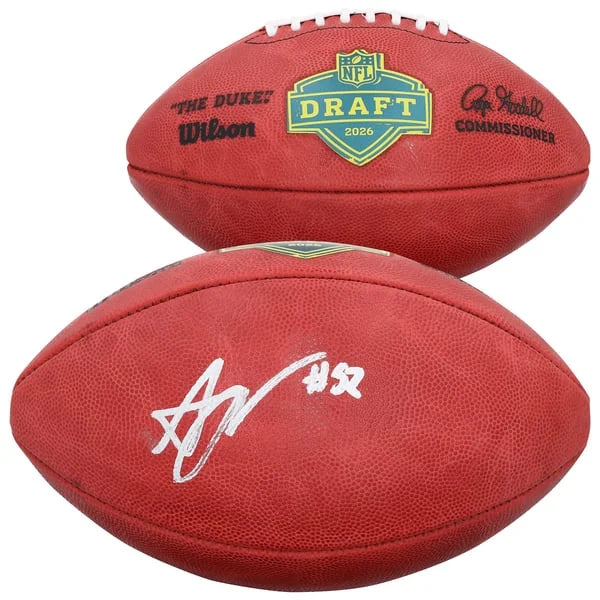Arvell Reese Signed Giants 2026 NFL Draft Football | Wilson Duke Pro | WFTBLRE0055
