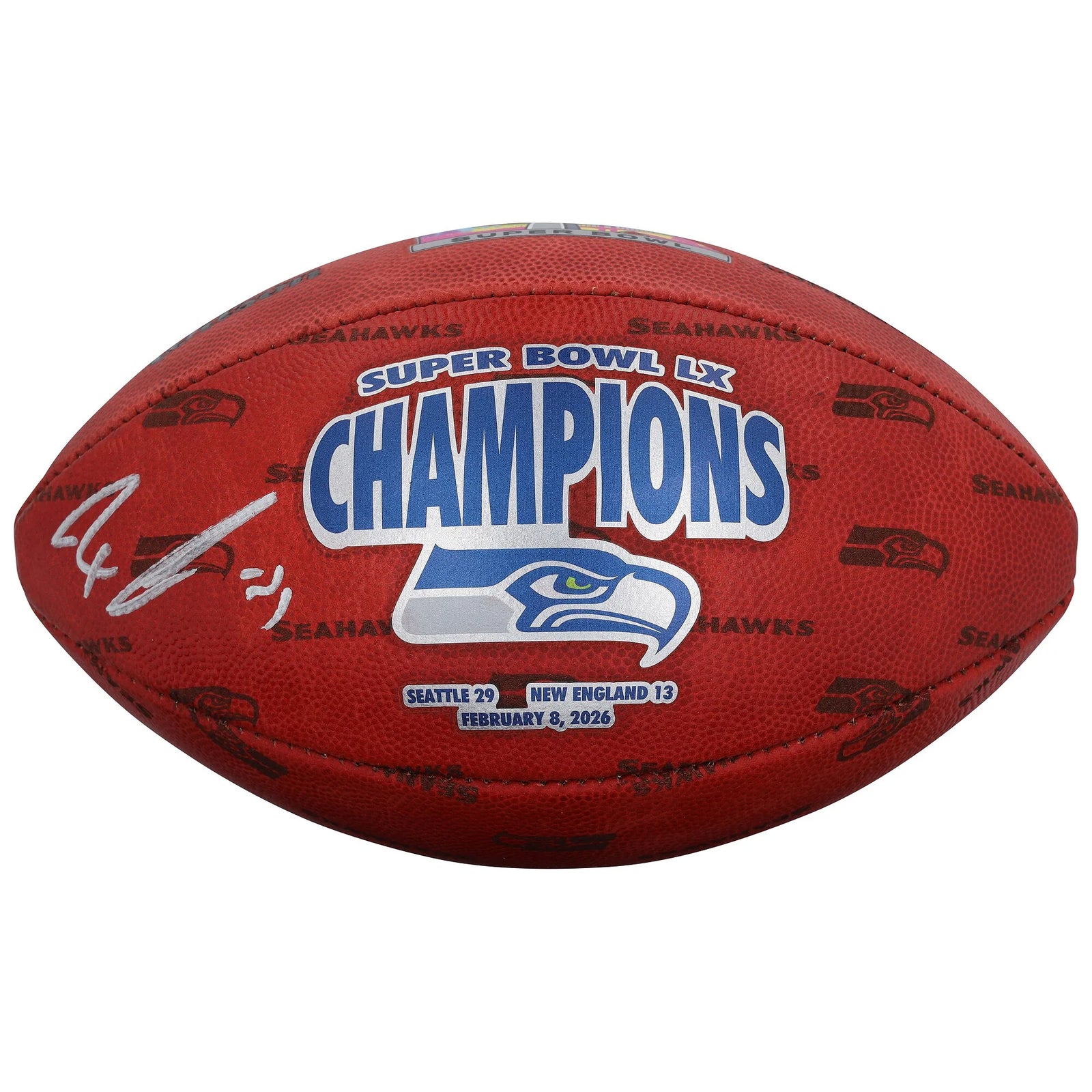 Jaxon Smith-Njigba Signed Super Bowl LX Champions Football | Seattle Seahawks