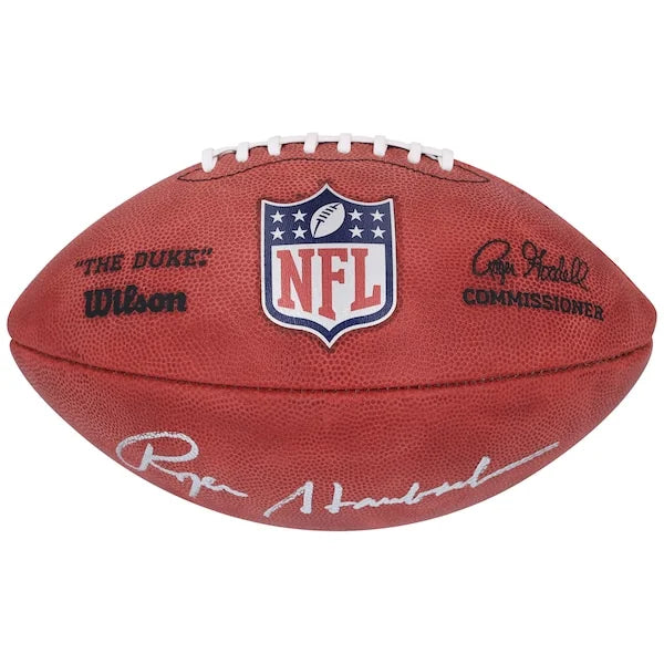 Roger Staubach Signed Dallas Cowboys Football | Duke Full Color