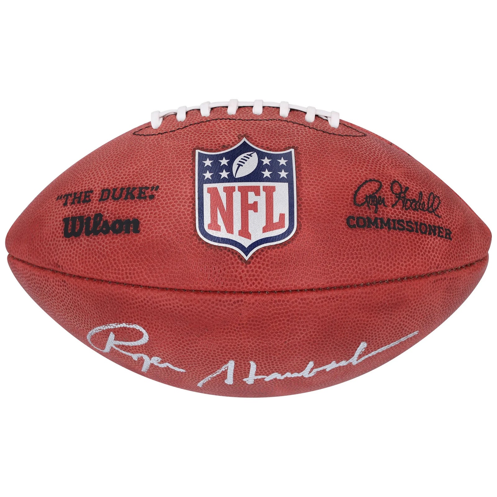 Roger Staubach Signed Dallas Cowboys Football | Duke Full Color