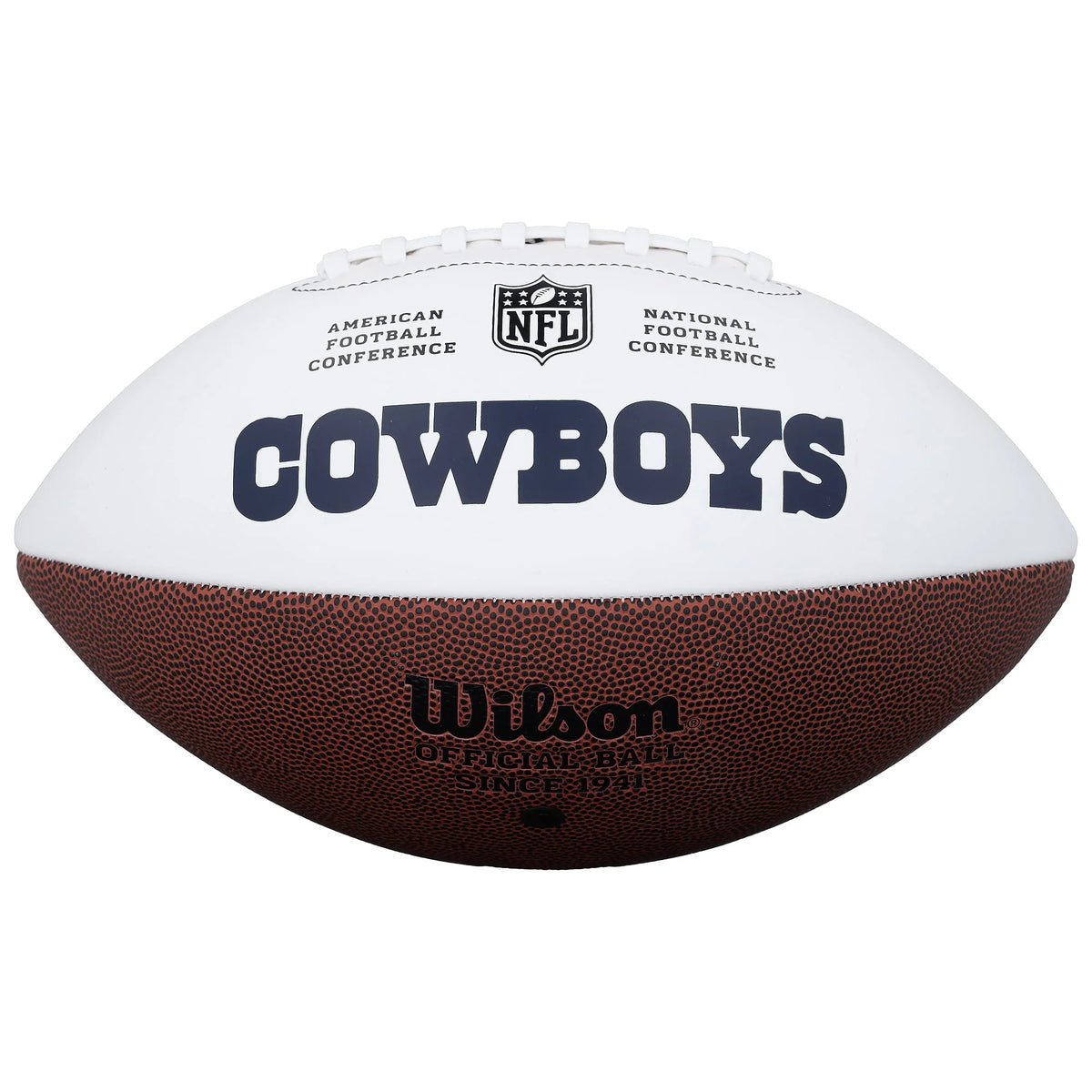 Roger Staubach Signed Dallas Cowboys Football | Wilson White Panel | WFTBLST0200
