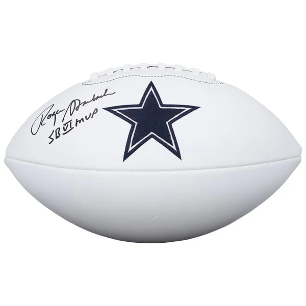 Roger Staubach Signed Dallas Cowboys Football | SB VI MVP Inscription | WFTBLST0201