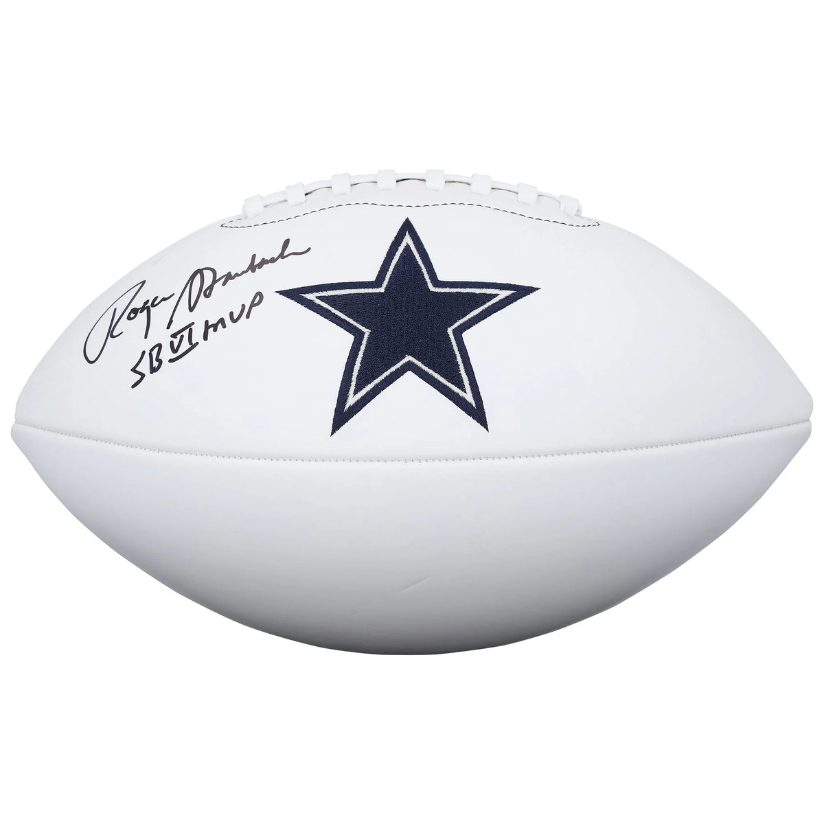 Roger Staubach Signed Dallas Cowboys Football | SB VI MVP Inscription | WFTBLST0201