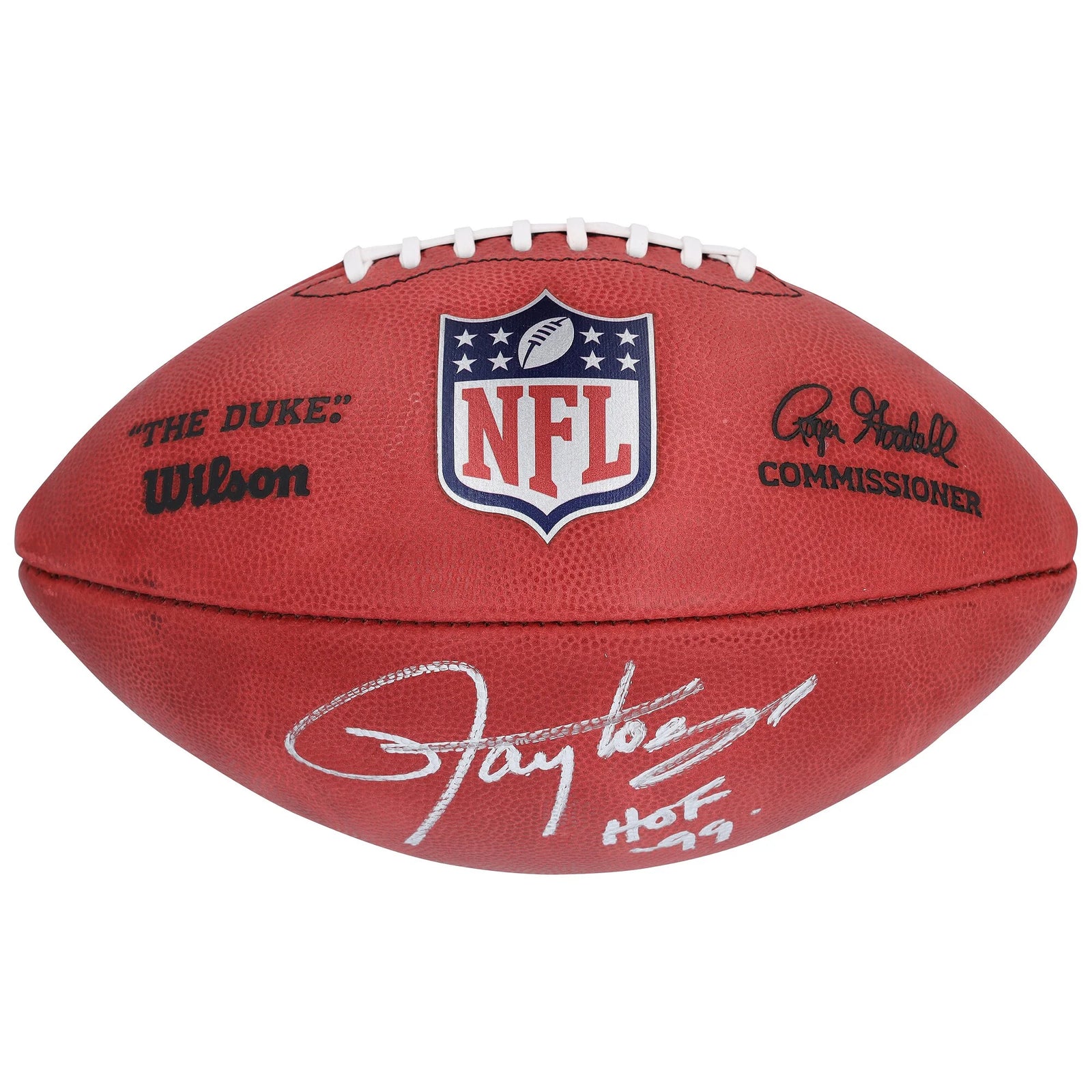 Lawrence Taylor New York Giants Autographed Wilson Duke Full Color Football with "HOF 99" Inscription - S