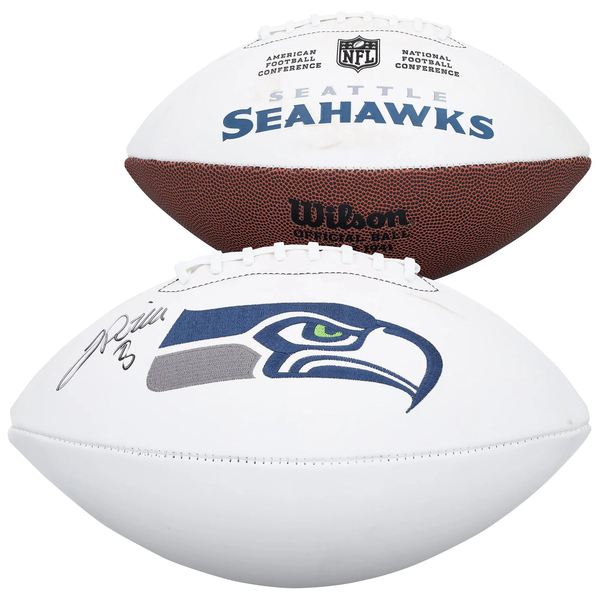 Jadarian Price Signed Seahawks Football | White Panel Wilson | WFTBLWI0274