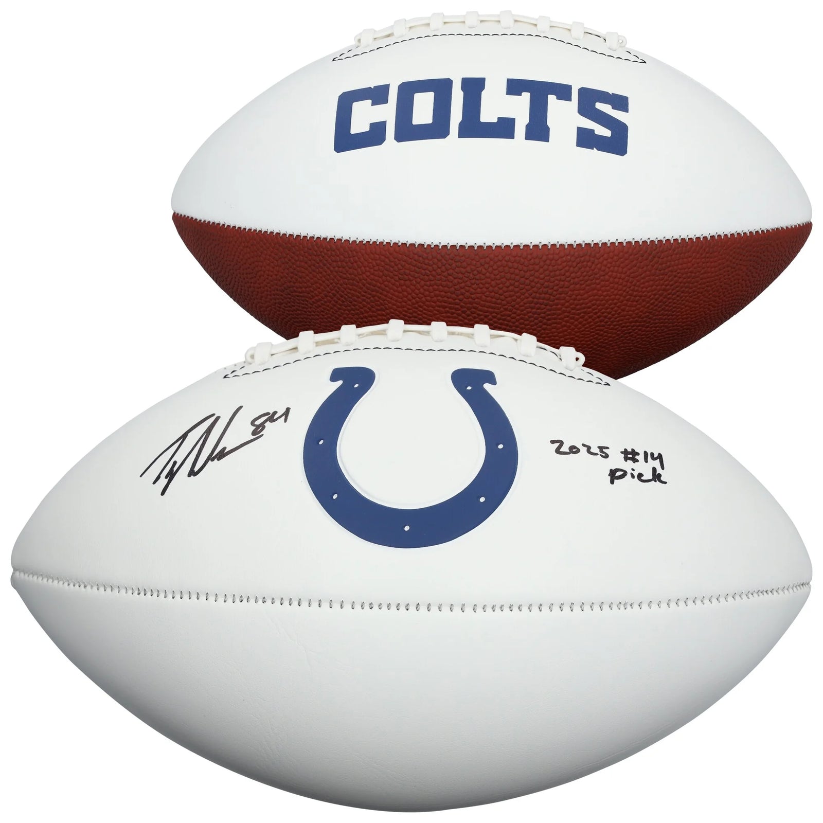 Tyler Warren Signed Colts Football | 2025 #14 Pick Inscription