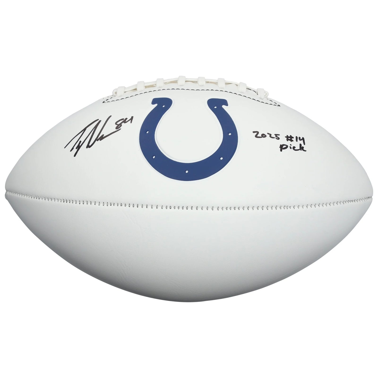 Tyler Warren Signed Colts Football | 2025 #14 Pick Inscription