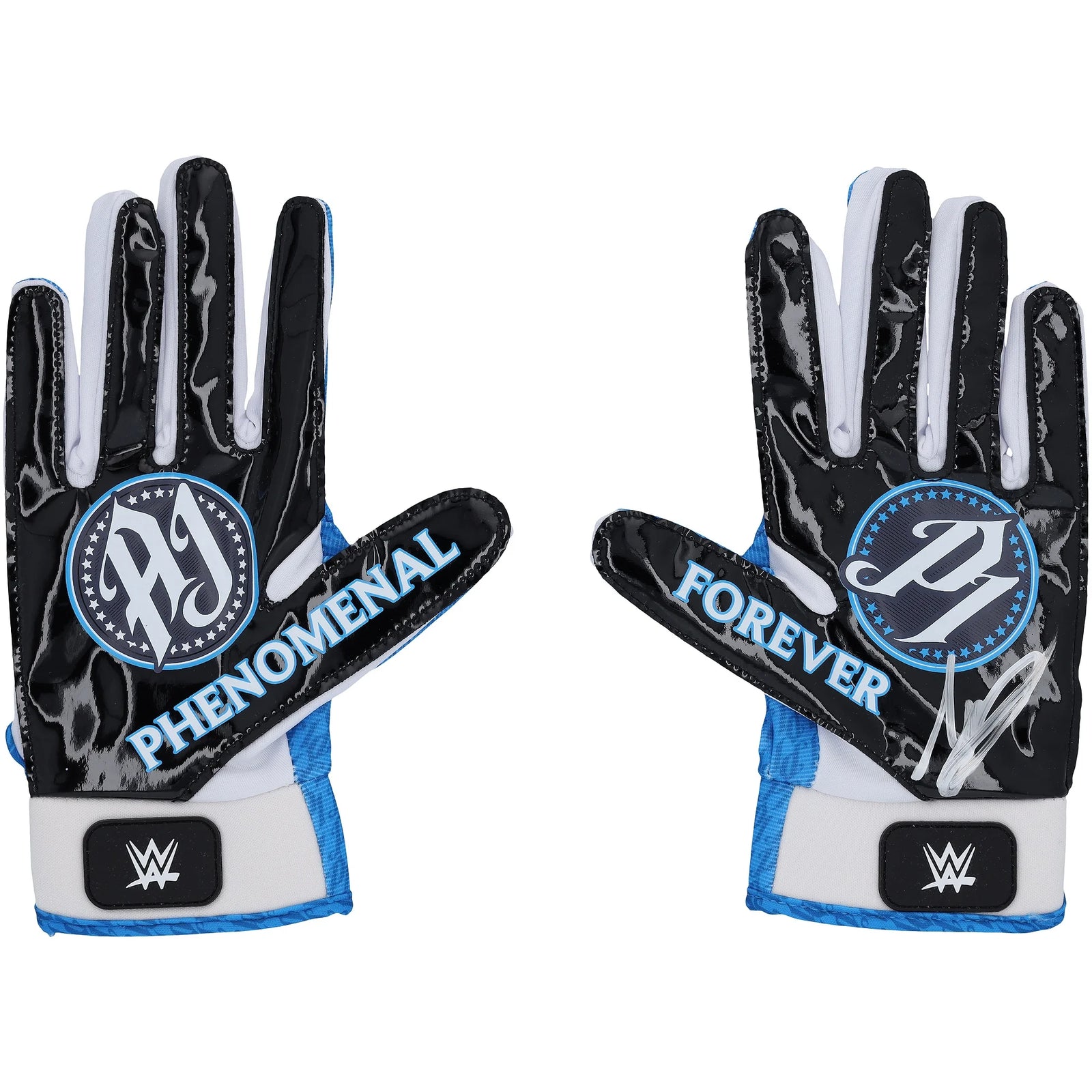 AJ Styles Signed Black and Blue WWE Replica Glove Set | Authenticated