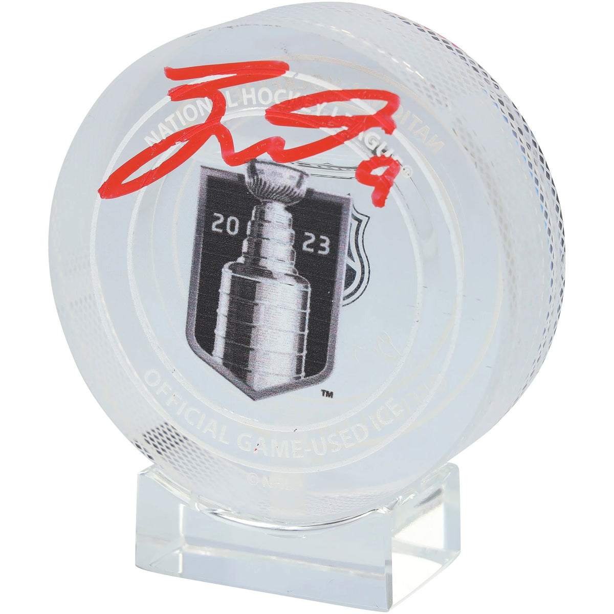 Jack Eichel Signed 2023 Stanley Cup Champions Crystal Puck | Vegas Golden Knights