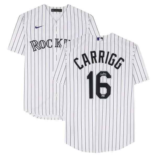 Cole Carrigg Signed Colorado Rockies Jersey | MLB Authenticated | WJRSYCA1011