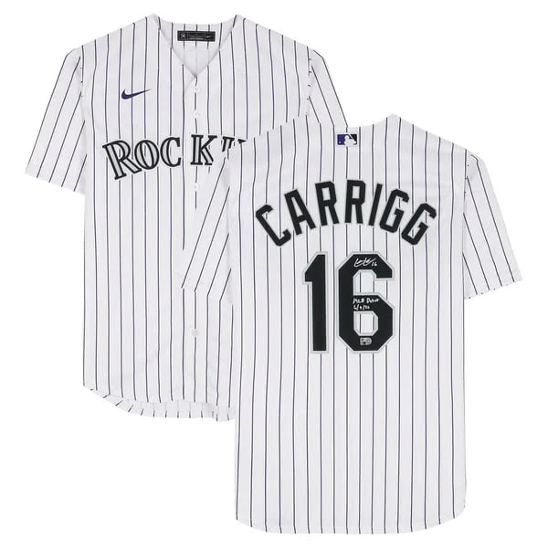 Cole Carrigg Signed Colorado Rockies Jersey | "MLB Debut 6/9/26" Inscription | WJRSYCA1012