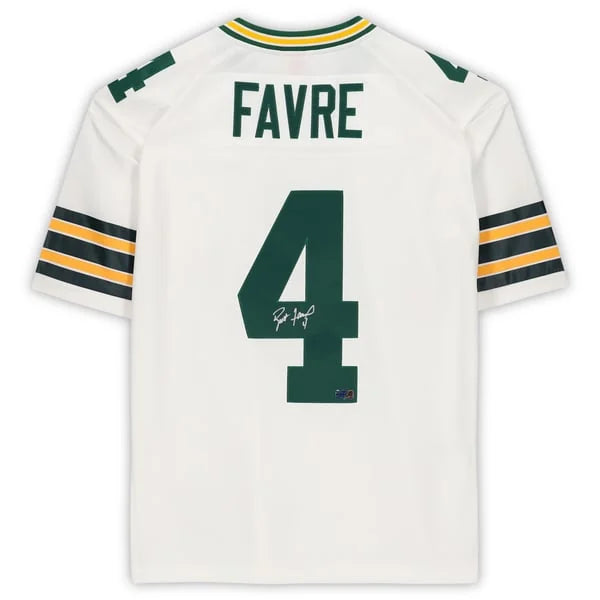 Brett Favre Signed Green Bay Packers Jersey | White Mitchell & Ness Replica | WJRSYFA0047