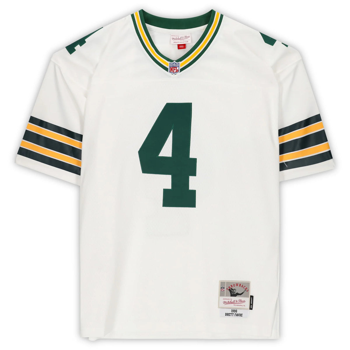 Brett Favre Signed Green Bay Packers Jersey | White Mitchell & Ness Replica | WJRSYFA0047