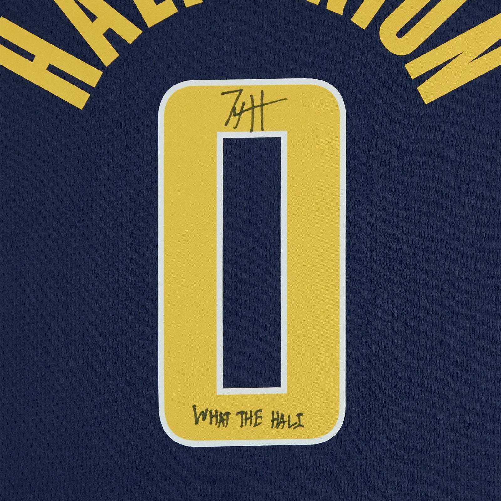Tyrese Haliburton Signed Indiana Pacers Navy Jersey | What the Hali Inscription