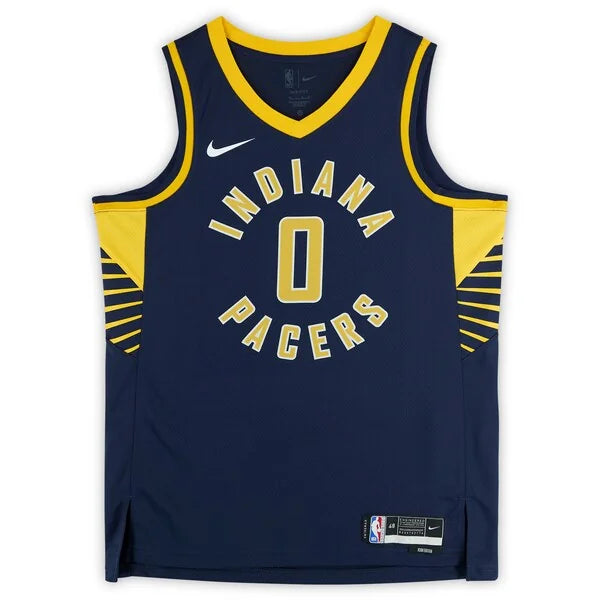 Tyrese Haliburton Signed Indiana Pacers Navy Jersey | What the Hali Inscription