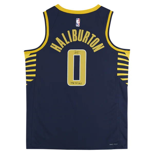 Tyrese Haliburton Signed Indiana Pacers Navy Jersey | What the Hali Inscription