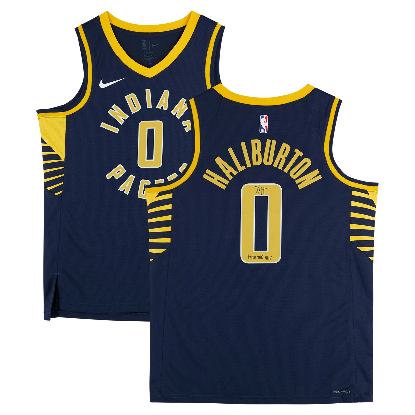 Tyrese Haliburton Signed Indiana Pacers Navy Jersey | What the Hali Inscription
