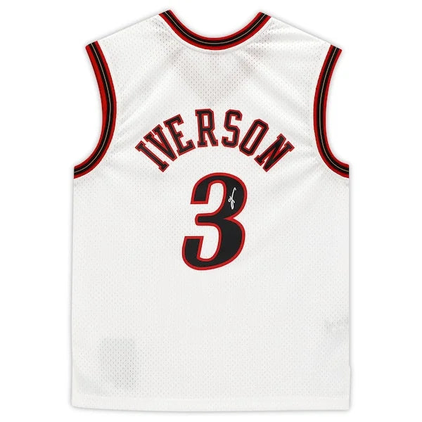 Allen Iverson Signed Philadelphia 76ers Mitchell & Ness Jersey | 2000-2001 White Swingman