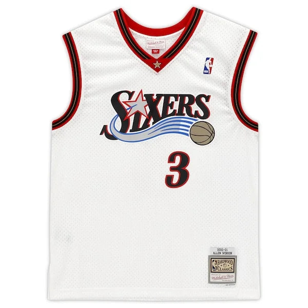 Allen Iverson Signed Philadelphia 76ers Mitchell & Ness Jersey | 2000-2001 White Swingman