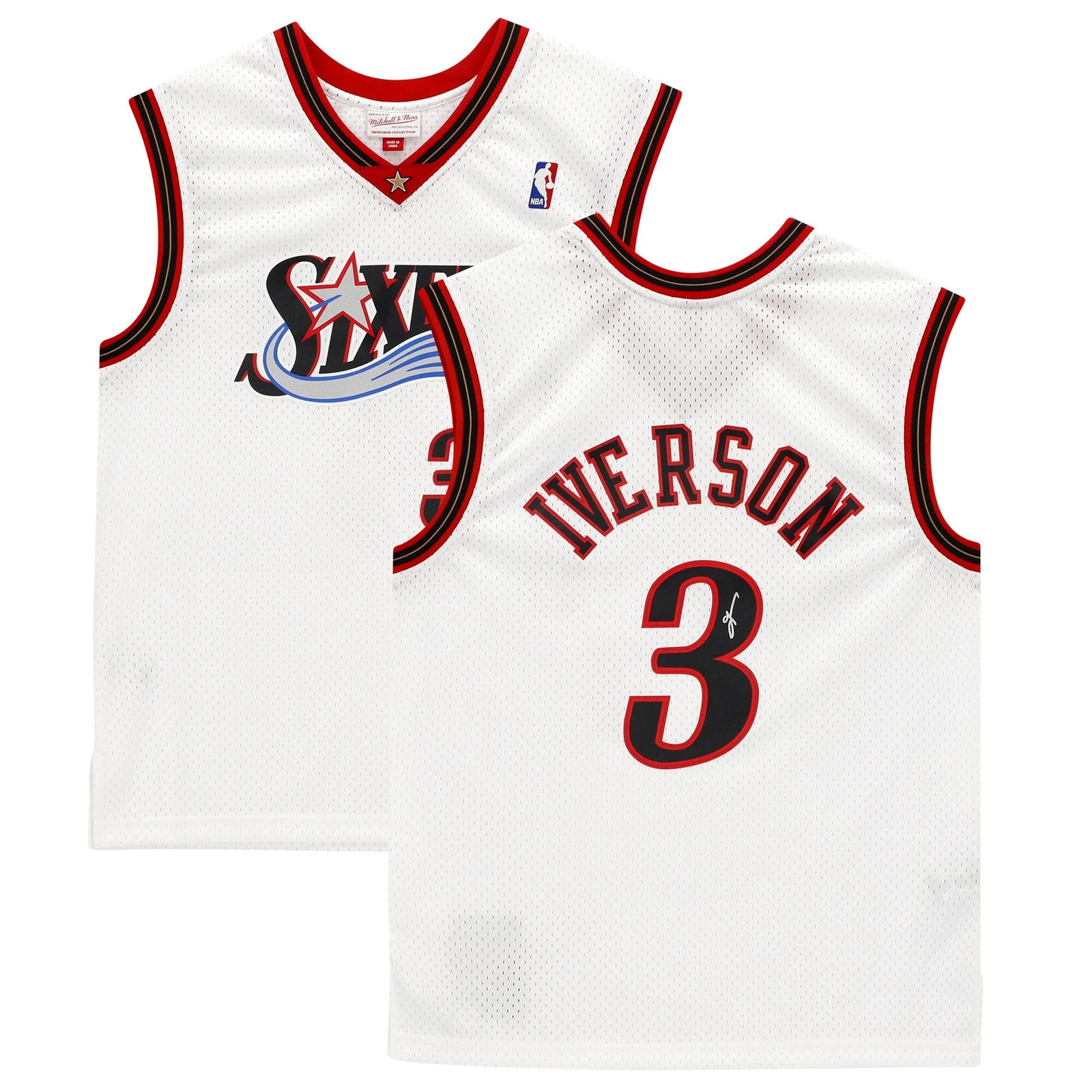 Allen Iverson Signed Philadelphia 76ers Mitchell & Ness Jersey | 2000-2001 White Swingman