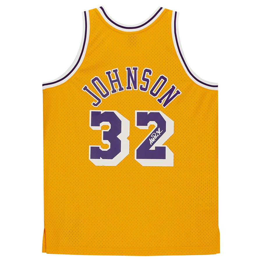 Magic Johnson Signed Los Angeles Lakers Gold Jersey | Mitchell & Ness | WJRSYJO0067
