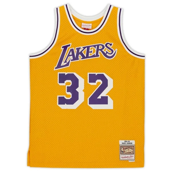 Magic Johnson Signed Los Angeles Lakers Gold Jersey | Mitchell & Ness | WJRSYJO0067