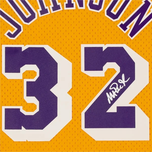 Magic Johnson Signed Los Angeles Lakers Gold Jersey | Mitchell & Ness | WJRSYJO0067